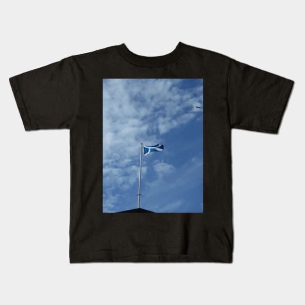 Scottish Photography Series (Vectorized) - Saltire Flag Flying Kids T-Shirt by MacPean